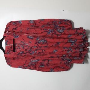 Free People Brick Floral Boho Bohemian XS Tunic/ Blouse